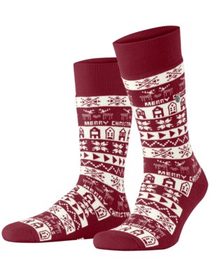 Socken mit Weihnachtsmotiven aus einer Schurwollmischung