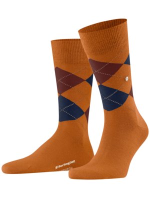 Wadenhohe Socken mit Schurwolle in Argyl-Muster