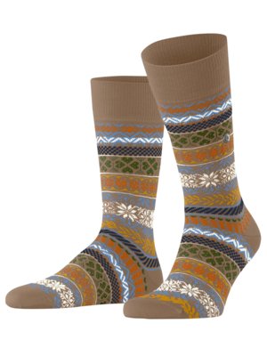 Wadenhohe Socken mit Schurwolle und floralem Stickmuster