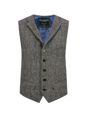 Weste aus Harris Tweed mit Reverskragen und Fischgrät-Muster