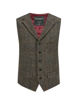 Weste aus Harris Tweed mit Reverskragen und Fischgrät-Muster