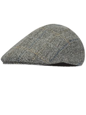 Gefütterte Schiebermütze mit Fischgrät-Muster aus Harris Tweed