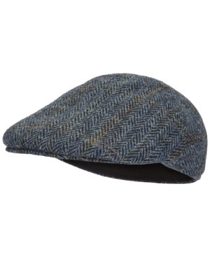 Gefütterte Schiebermütze mit Fischgrät-Muster aus Harris Tweed