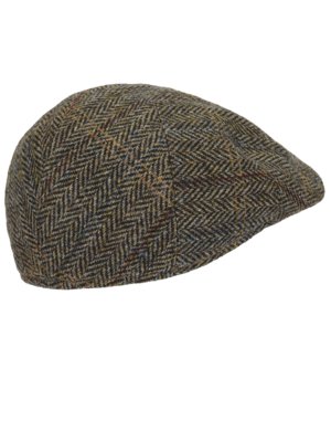 Gefütterte Schiebermütze mit Fischgrät-Muster aus Harris Tweed