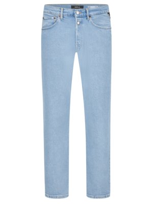 Feste-Jeans-in-modischem-Bleached-Look-mit-Ziernähten,-Straight-Fit