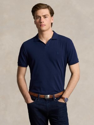 Piqué-Poloshirt-mit-V-Ausschnitt-in-Stretch-Qualität