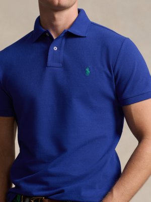 Piqué-Poloshirt mit kleiner Poloreiter-Stickerei, Slim Fit