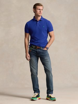 Piqué-Poloshirt mit kleiner Poloreiter-Stickerei, Slim Fit