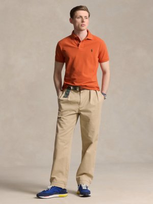 Piqué-Poloshirt mit Poloreiter-Stickerei, Slim Fit