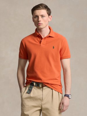 Piqué-Poloshirt mit Poloreiter-Stickerei, Slim Fit