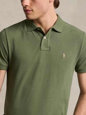 Piqué-Poloshirt mit kleiner Poloreiter-Stickerei, Slim Fit