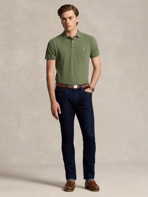 Piqué-Poloshirt mit kleiner Poloreiter-Stickerei, Slim Fit