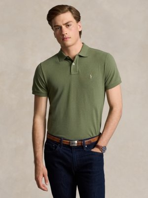 Piqué-Poloshirt mit kleiner Poloreiter-Stickerei, Slim Fit