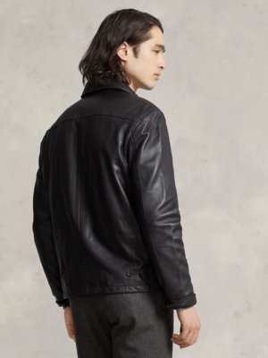 Lederblouson mit Zip und Umlegekragen