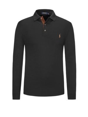 Langarm-Poloshirt in Jersey-Qualität, Custom Slim Fit