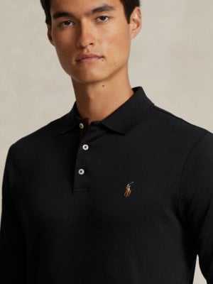 Langarm-Poloshirt in Jersey-Qualität, Custom Slim Fit