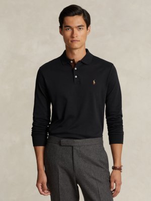 Langarm-Poloshirt in Jersey-Qualität, Custom Slim Fit