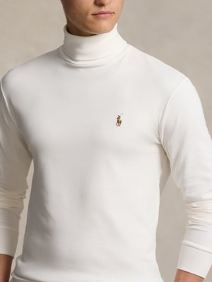 Rollkragenpullover in Jersey-Qualität mit Logo-Stickerei