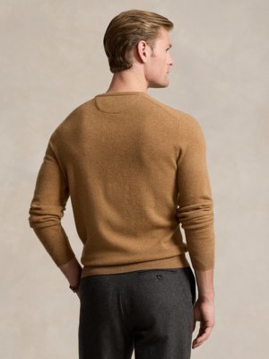 Leichter Pullover mit O-Neck und tonaler Poloreiter-Stickerei