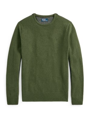 Leichter Pullover mit O-Neck und tonaler Poloreiter-Stickerei