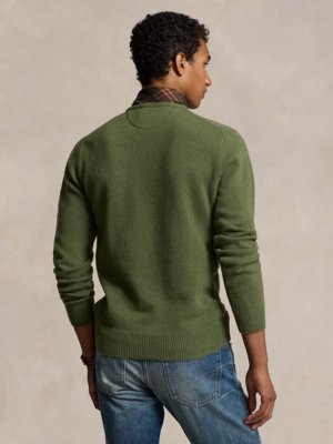 Leichter Pullover mit O-Neck und tonaler Poloreiter-Stickerei