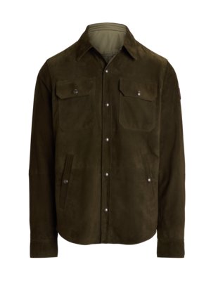 Wendbares Overshirt aus Veloursleder mit Ärmel-Patch