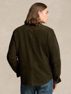 Wendbares Overshirt aus Veloursleder mit Ärmel-Patch