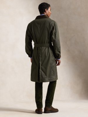 Lange Jacke im gewachsten Fieldjacket-Stil mit Cord-Details