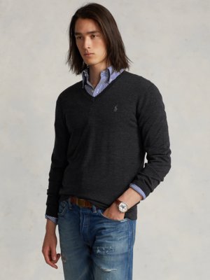 Pullover aus waschbarer Merinowolle, Slim Fit