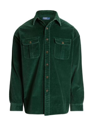 Overshirt in Cord-Qualität mit Ellenbogen-Patches, Classic Fit