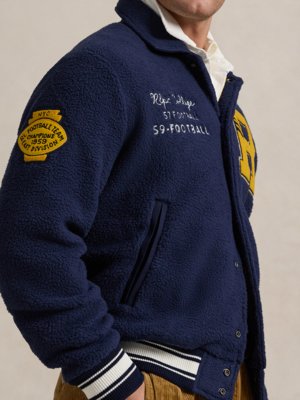 Collegejacke in Fleece-Qualität mit Patches