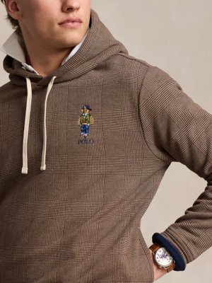 Hoodie mit Glencheck-Muster und Polo-Bear-Stickerei