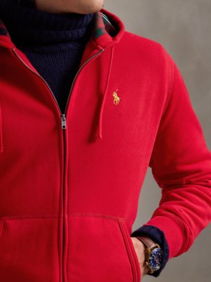 Sweatjacke mit Kapuze und Poloreiter-Stickerei