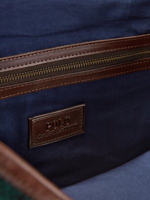 Große Tote-Bag mit Karo-Muster und Leder-Details