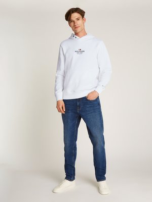 Hoodie mit Label-Print und Druckknöpfen am Kragen