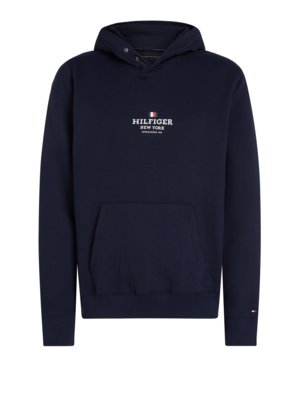 Hoodie mit Label-Print und Druckknöpfen am Kragen