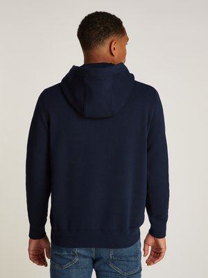 Hoodie mit Label-Print und Druckknöpfen am Kragen