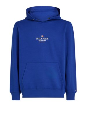 Hoodie mit Label-Print und Druckknöpfen am Kragen