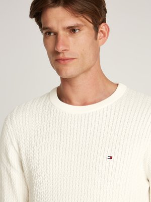 Pullover aus Baumwolle mit Fischgrät Strick-Muster