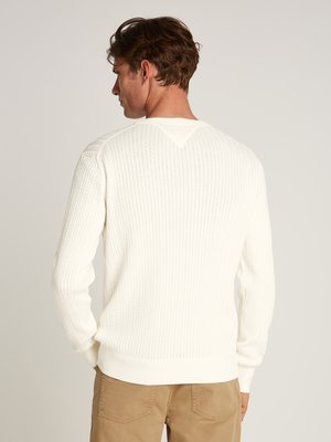 Pullover aus Baumwolle mit Fischgrät Strick-Muster