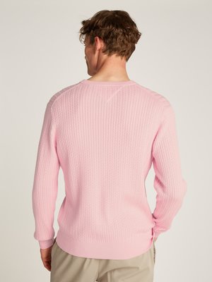 Pullover aus Baumwolle mit Fischgrät Strick-Muster