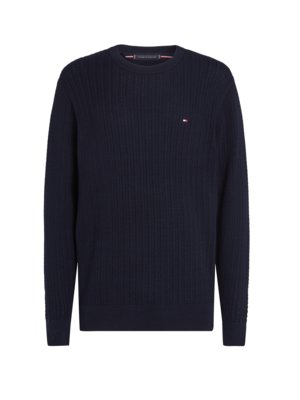 Pullover aus Baumwolle mit Fischgrät Strick-Muster