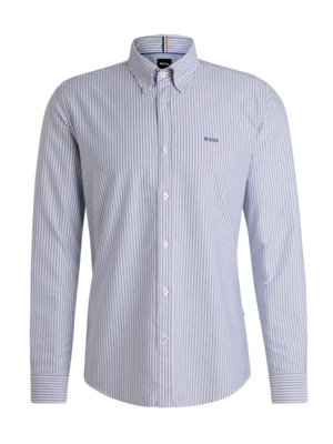 Oxfordhemd aus Baumwolle mit Streifenmuster, Slim Fit