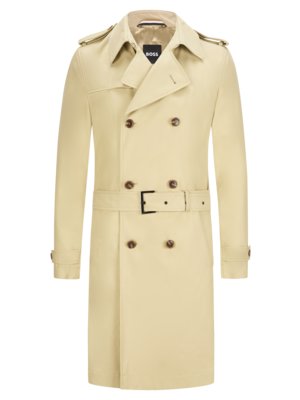 Zweireihiger Trenchcoat aus Lyocellgemisch, Slim Fit