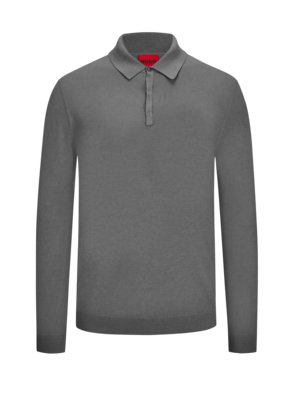 Langarm-Poloshirt in Feinstrick