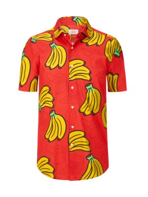 Kurzarmhemd Donkey Kong mit Bananen-Print, Tailored Fit