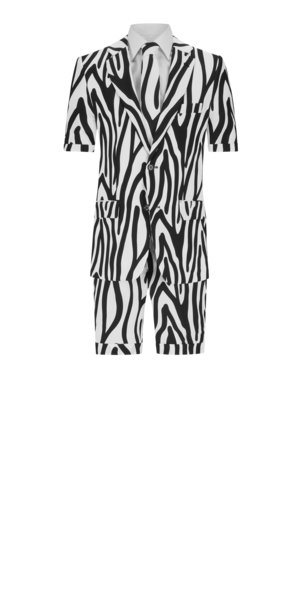 Kurzarm-Sommeranzug Zazzy Zebra mit Krawatte