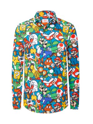 Hemd-mit-Super-Mario-Print,-Tailored-Fit