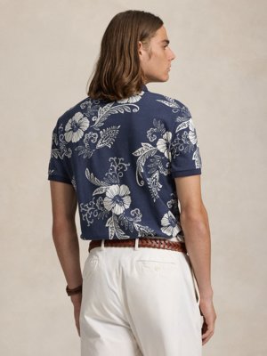 Poloshirt in Piqué-Qualität mit floralem Print, Custom Slim Fit