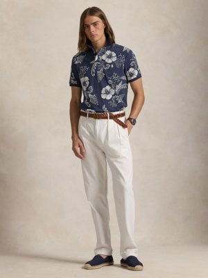 Poloshirt in Piqué-Qualität mit floralem Print, Custom Slim Fit